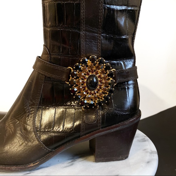 Stuart Weitzman Glam Brown Cowboy Boots - Picture 4 of 8